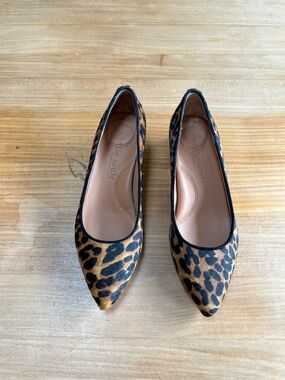 Kennth Cole Gentle Souls “Gardena” Leopard Calf Hair Pointed Low Stacked Heels